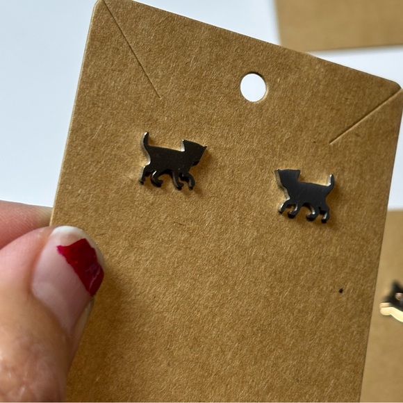 Cat Earrings - Stainless Steel, Stud-Style Women’s Earrings, Cute Cats A-Walking - Picture 4 of 5